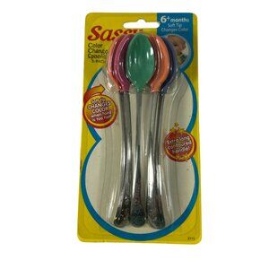 Vintage 2001 Sassy Color Changing Spoons 5 Pack NEW Old Stock Soft Tip Baby